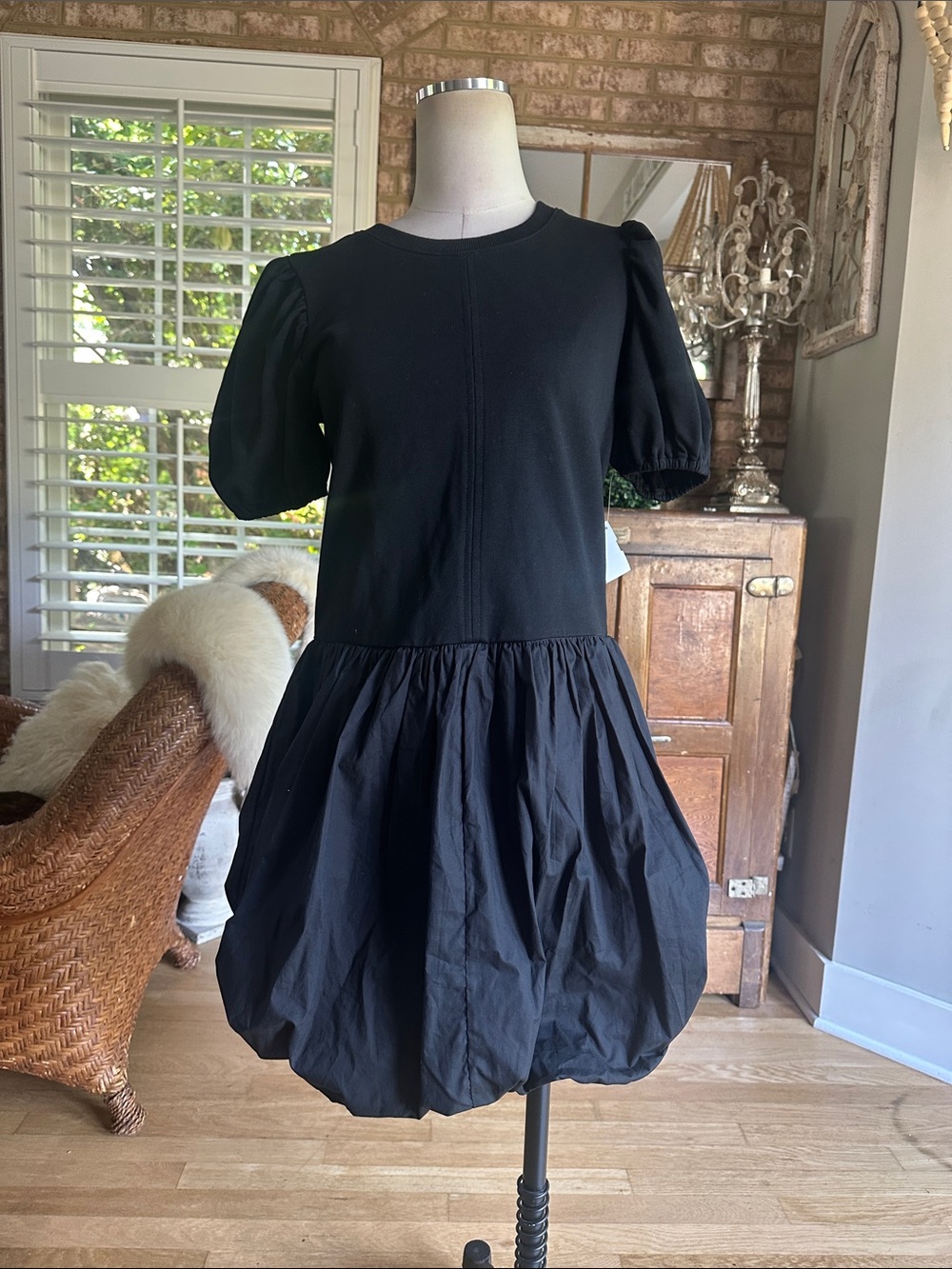 THE IMPECCABLE PIG BLACK SHORT SLEEVE BUBBLE DRESS SMALL NEW